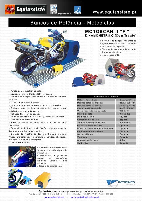 banco de potência dinamométrico para motas e motociclos